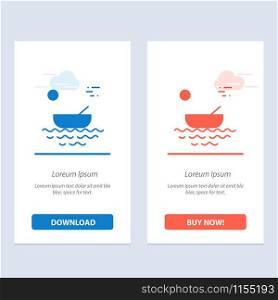 Boat, Canoes, Kayak, River, Transport Blue and Red Download and Buy Now web Widget Card Template
