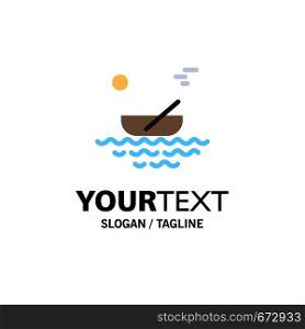 Boat, Canoes, Kayak, River, Transport Business Logo Template. Flat Color