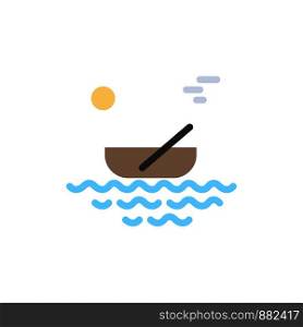 Boat, Canoes, Kayak, River, Transport Flat Color Icon. Vector icon banner Template