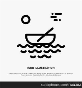 Boat, Canoes, Kayak, River, Transport Line Icon Vector