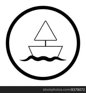 Boat circle icon, great design for any purposes. Circle geometric shape. Vector illustration. stock image. EPS 10.. Boat circle icon, great design for any purposes. Circle geometric shape. Vector illustration. stock image. 
