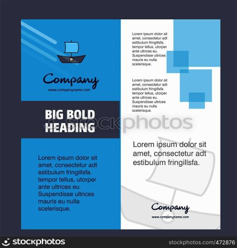 Boat Company Brochure Title Page Design. Company profile, annual report, presentations, leaflet Vector Background