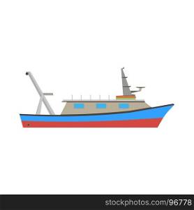 Boat fishing fish vector sea ship marine illustration flat icon design fishing coral food color blue