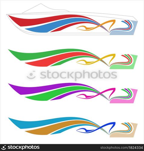 Boat Graphics, Stripe, Vinyl Ready Design, Boat Warp Design Vector Art Illustration