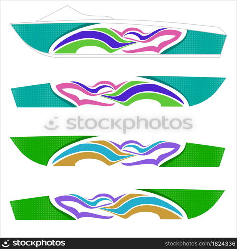 Boat Graphics, Stripe, Vinyl Ready Design, Boat Warp Design Vector Art Illustration