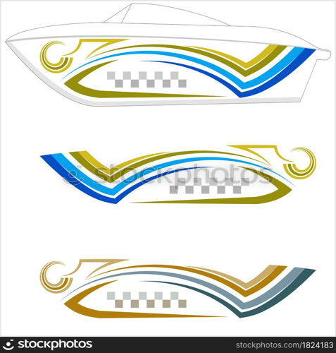 Boat Graphics, Stripe, Vinyl Ready Design Vector Art Illustration