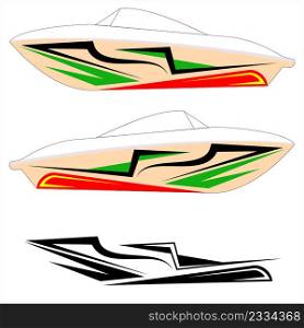 Boat Graphics, Stripe : Vinyl Ready Design Vector Art Illustration