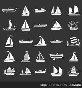 Boat icon set vector white isolated on grey background . Boat icon set grey vector