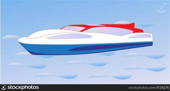 Boat illustrated in a cartoon style sailing in the sea vector illustration on a white background