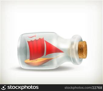 Boat in a bottle, vector icon