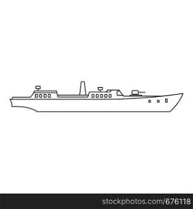 Boat in sea icon. Outline illustration of boat in sea vector icon for web. Boat in sea icon, outline style.