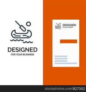Boat, Kayak, Canada Grey Logo Design and Business Card Template