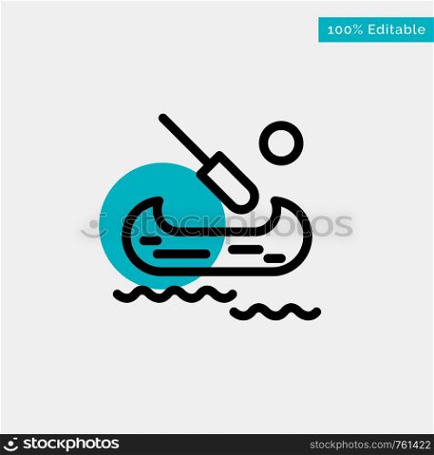 Boat, Kayak, Canada turquoise highlight circle point Vector icon