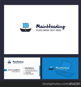 Boat Logo design with Tagline & Front and Back Busienss Card Template. Vector Creative Design