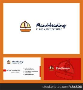 Boat Logo design with Tagline & Front and Back Busienss Card Template. Vector Creative Design