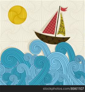 Boat on the waves vector image