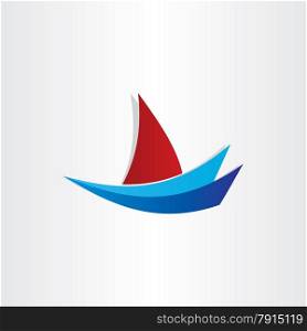boat on water stylized design sail boat sports icon
