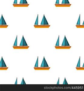 Boat pattern seamless background in flat style repeat vector illustration. Boat pattern seamless
