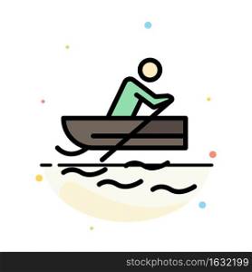 Boat, Rowing, Training, Water Abstract Flat Color Icon Template