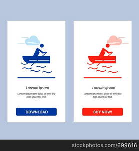 Boat, Rowing, Training, Water Blue and Red Download and Buy Now web Widget Card Template