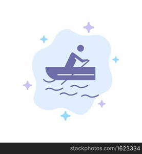 Boat, Rowing, Training, Water Blue Icon on Abstract Cloud Background