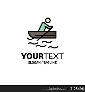 Boat, Rowing, Training, Water Business Logo Template. Flat Color
