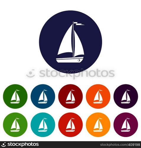 Boat set icons in different colors isolated on white background. Boat set icons