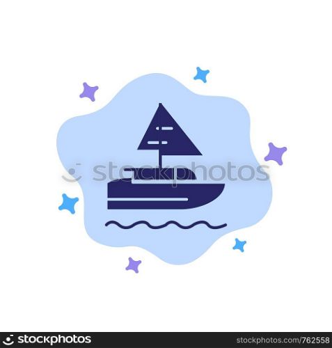 Boat, Ship, Indian, Country Blue Icon on Abstract Cloud Background