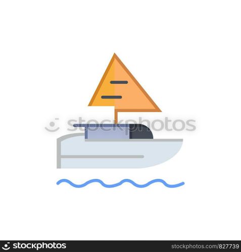 Boat, Ship, Indian, Country Flat Color Icon. Vector icon banner Template