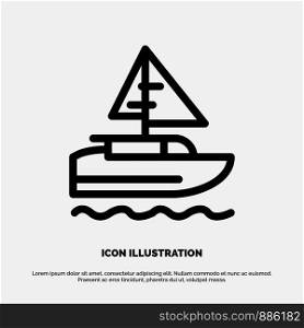 Boat, Ship, Indian, Country Line Icon Vector