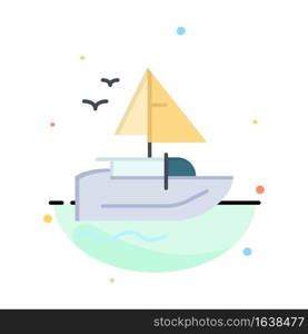 Boat, Ship, Transport, Vessel Abstract Flat Color Icon Template