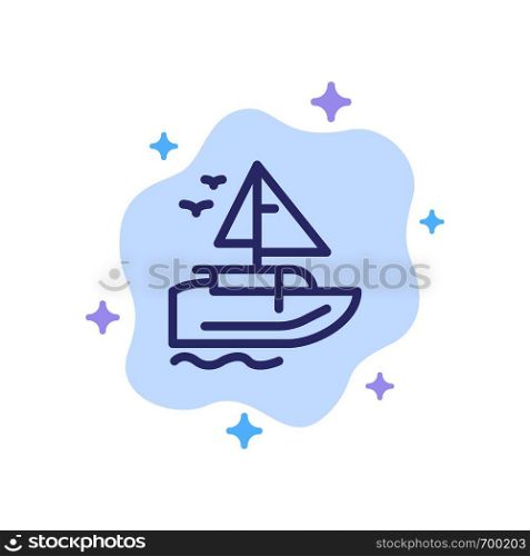 Boat, Ship, Transport, Vessel Blue Icon on Abstract Cloud Background