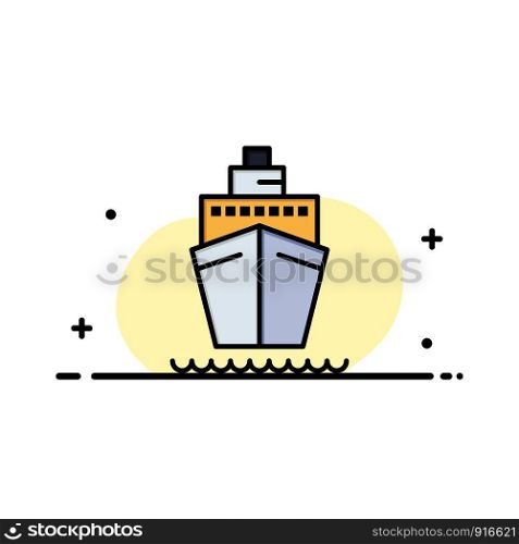 Boat, Ship, Transport, Vessel Business Flat Line Filled Icon Vector Banner Template