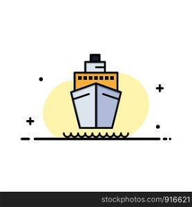 Boat, Ship, Transport, Vessel Business Flat Line Filled Icon Vector Banner Template