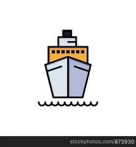 Boat, Ship, Transport, Vessel Flat Color Icon. Vector icon banner Template