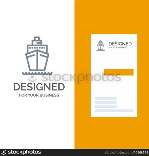Boat, Ship, Transport, Vessel Grey Logo Design and Business Card Template
