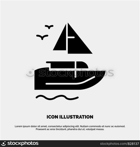 Boat, Ship, Transport, Vessel Solid Black Glyph Icon