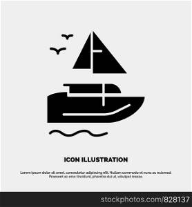 Boat, Ship, Transport, Vessel Solid Black Glyph Icon