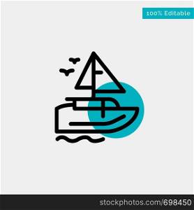 Boat, Ship, Transport, Vessel turquoise highlight circle point Vector icon