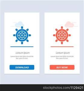 Boat, Ship, Wheel Blue and Red Download and Buy Now web Widget Card Template