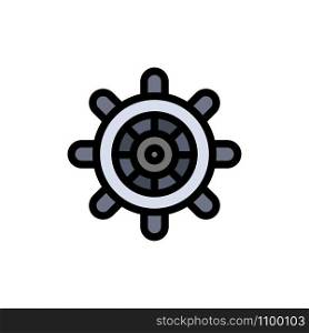 Boat, Ship, Wheel Flat Color Icon. Vector icon banner Template