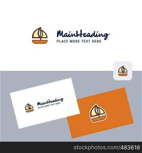 Boat vector logotype with business card template. Elegant corporate identity. - Vector