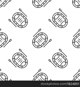 Boat With Boat Paddle Icon Seamless Pattern, Boat Paddle Pair Vector Art Illustration