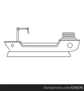 Boat with crane icon. Outline illustration of boat with crane vector icon for web. Boat with crane icon, outline style.