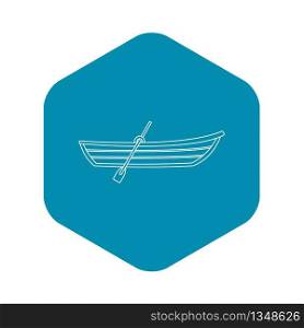 Boat with paddle icon. Outline illustration of boat with paddle vector icon for web. Boat with paddle icon, outline style