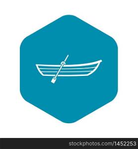 Boat with paddle icon. Simple illustration of boat with paddle vector icon for web. Boat with paddle icon, simple style