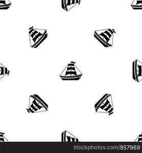 Boat with sails pattern repeat seamless in black color for any design. Vector geometric illustration. Boat with sails pattern seamless black