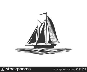 Boat with sails. Vector illustration desing.