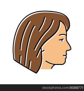 bob cut hairstyle female color icon vector. bob cut hairstyle female sign. isolated symbol illustration. bob cut hairstyle female color icon vector illustration