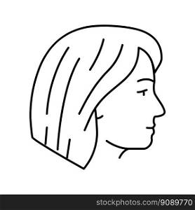 bob cut hairstyle female line icon vector. bob cut hairstyle female sign. isolated contour symbol black illustration. bob cut hairstyle female line icon vector illustration